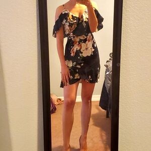 Cold shoulder, ruffle hem, flounce dress, Medium